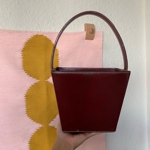 STAUD Burgundy Leather Handbag